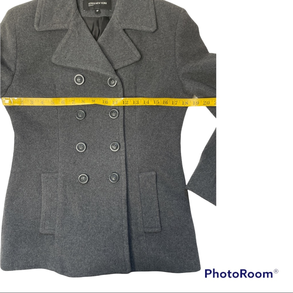 Jones New York Wool Blend Gray pea coat 4 Petite - Picture 8 of 11